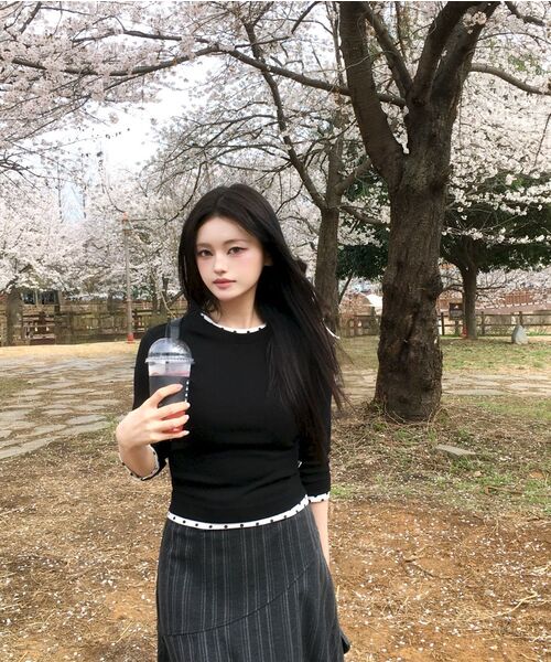 MIRECO(ミレコ)の「MINI DOT TRIM T BLACK(Tシャツ/カットソー・レディース・その他・FREE)」の8枚目の写真