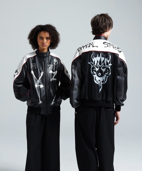 Y-3(ワイスリー)の「Y-3 CHITO GRAPHIC LEATHER BIKER JACKET(ブルゾン・メンズ・ブラック・X-SMALL/SMALL/MEDIUM)」の1枚目の写真