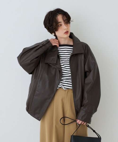 Rouge vif(ルージュヴィフ)の「ラムレザースタンドカラーブルゾン(ブルゾン・レディース・ブラウン/ブラック・フリー)」の18枚目の写真
