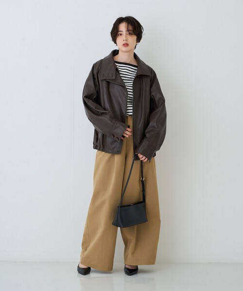 Rouge vif(ルージュヴィフ)の「ラムレザースタンドカラーブルゾン(ブルゾン・レディース・ブラウン/ブラック・フリー)」の18枚目の写真