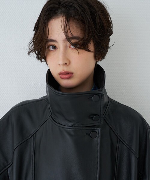 Rouge vif(ルージュヴィフ)の「ラムレザースタンドカラーブルゾン(ブルゾン・レディース・ブラウン/ブラック・フリー)」の12枚目の写真
