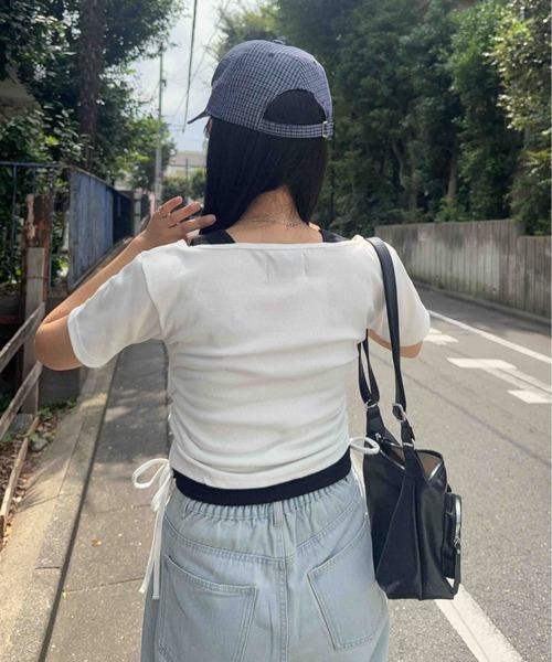 AS KNOW AS plus(アズノゥアズプラス)の「☆シャーリングリボン レイヤードヘンリーネックリブTシャツ(Tシャツ/カットソー・レディース・チャコール/オフホワイト/カモフラージュ・FREE)」の9枚目の写真