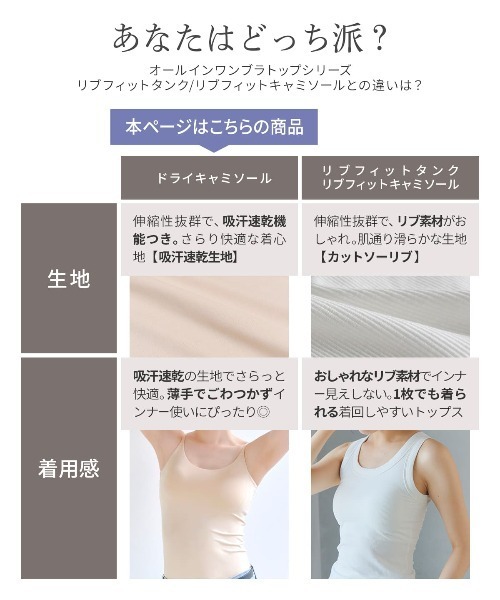 RADIANNE（ラディアンヌ）の「【吸水速乾で涼しさと補正を両立した、ドライ補正インナー】オールインワンブラトップ  ドライキャミソール（キャミソール・レディース・ベージュ/ブラック・S/3L/2L/L/M）」の16枚目の写真