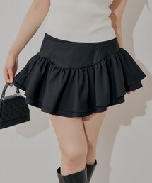 【セットアップ対応】ローウエストフレアミニスカート