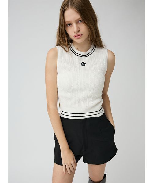 LILY BROWN(リリーブラウン)の「【LILY BROWN×MARY QUANT】デイジー刺繍ケーブルノースリニット(ニット/セーター・レディース・ピンク/ホワイト/ブラック/ライム・F)」の14枚目の写真