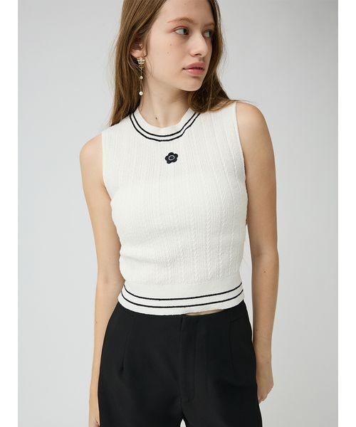 LILY BROWN(リリーブラウン)の「【LILY BROWN×MARY QUANT】デイジー刺繍ケーブルノースリニット(ニット/セーター・レディース・ピンク/ホワイト/ブラック/ライム・F)」の17枚目の写真