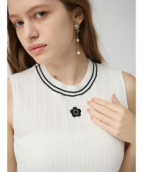 LILY BROWN(リリーブラウン)の「【LILY BROWN×MARY QUANT】デイジー刺繍ケーブルノースリニット(ニット/セーター・レディース・ピンク/ホワイト/ブラック/ライム・F)」の18枚目の写真
