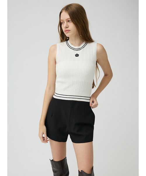 LILY BROWN(リリーブラウン)の「【LILY BROWN×MARY QUANT】デイジー刺繍ケーブルノースリニット(ニット/セーター・レディース・ピンク/ホワイト/ブラック/ライム・F)」の22枚目の写真