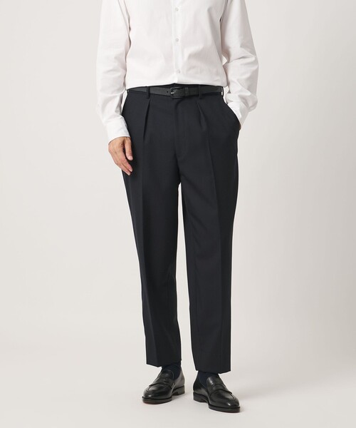 SOVEREIGN(ソブリン)の「<SOVEREIGN>ウール ソリッド 1プリーツ スラックス RELAX MODEL(スラックス・メンズ・ネイビー・XL/L/M)」の1枚目の写真