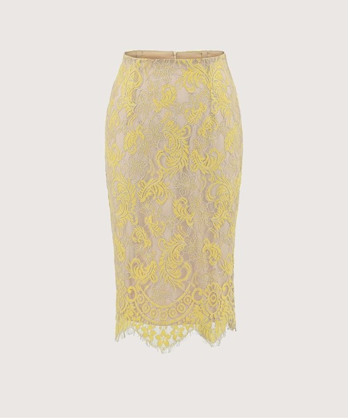 LA POMME petit(ラポミ・プチ)の「Jacquard Pastel Floral Lace Midi Skirt/ジャカードパステル花柄レースミディスカート(スカート・レディース・ピンク/イエロー/ブルー・MEDIUM/SMALL/LARGE)」の2枚目の写真