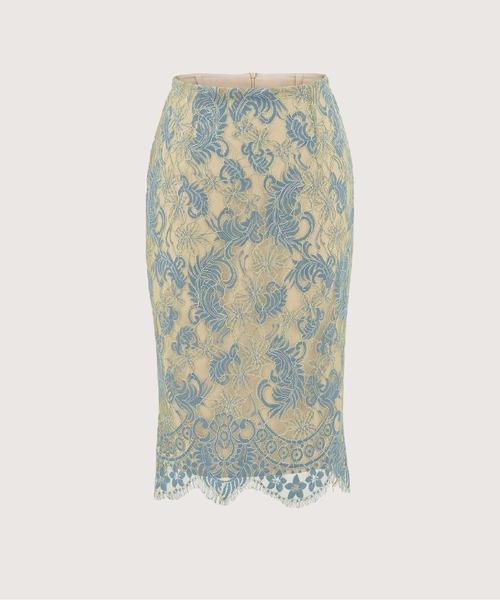 LA POMME petit(ラポミ・プチ)の「Jacquard Pastel Floral Lace Midi Skirt/ジャカードパステル花柄レースミディスカート(スカート・レディース・ピンク/イエロー/ブルー・MEDIUM/SMALL/LARGE)」の1枚目の写真