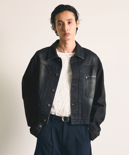 HARE(ハレ)の「【SET UP対応】コーティングデニムブルゾン(HARE)(デニムジャケット・メンズ・ブラック/ブラウン・MEDIUM/SMALL)」の21枚目の写真