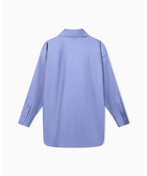 ARMANI EXCHANGE(アルマーニエクスチェンジ)の「【A|X アルマーニ エクスチェンジ】オーガニックコットンポプリン オーバーシャツ(シャツ/ブラウス・レディース・ホワイト/グレイッシュブルー・LARGE/MEDIUM/SMALL)」の3枚目の写真