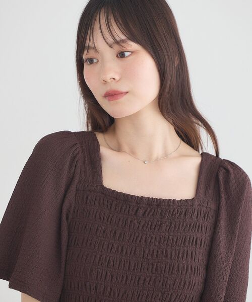 earth music&ecology(アースミュージックアンドエコロジー)の「シャーリングスクエアワンピース(ワンピース・レディース・ブラウン/ブラック・FREE)」の16枚目の写真