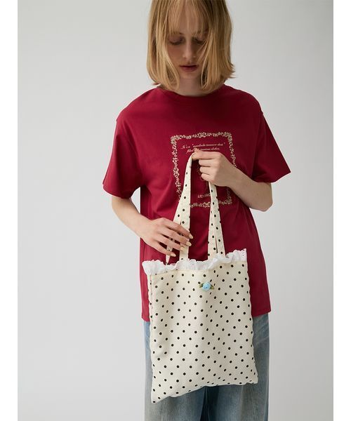 LILY BROWN(リリーブラウン)の「ローズモチーフフリルトート(トートバッグ・レディース・ミント/ブラック/ドット・F)」の19枚目の写真