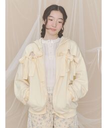 ribbon tie zipフーディー