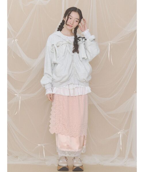 merry jenny(メリージェニー)の「ribbon tie zipフーディー(パーカー・レディース・イエロー/グレー/ブラック・FREE)」の6枚目の写真
