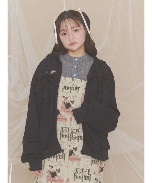 merry jenny(メリージェニー)の「ribbon tie zipフーディー(パーカー・レディース・イエロー/グレー/ブラック・FREE)」の13枚目の写真