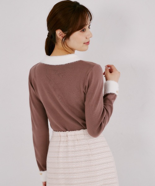 tocco closet(トッコ クローゼット)の「リボン付きフェザー配色ハート釦ニットプルオーバー(ニット/セーター・レディース・アイボリー/ブラウン系その他/ブラック・M)」の22枚目の写真