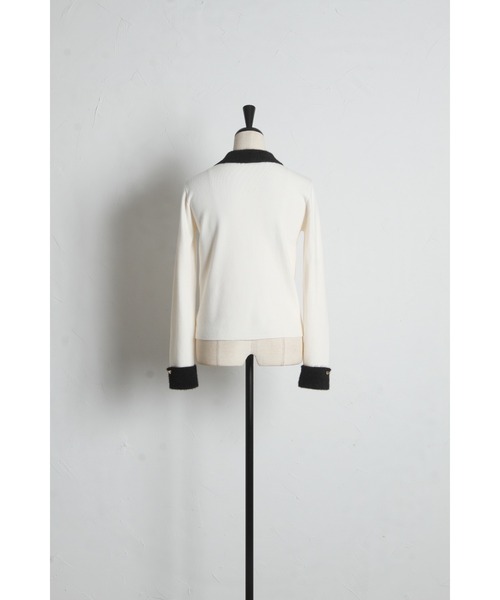 tocco closet(トッコ クローゼット)の「リボン付きフェザー配色ハート釦ニットプルオーバー(ニット/セーター・レディース・アイボリー/ブラウン系その他/ブラック・M)」の15枚目の写真
