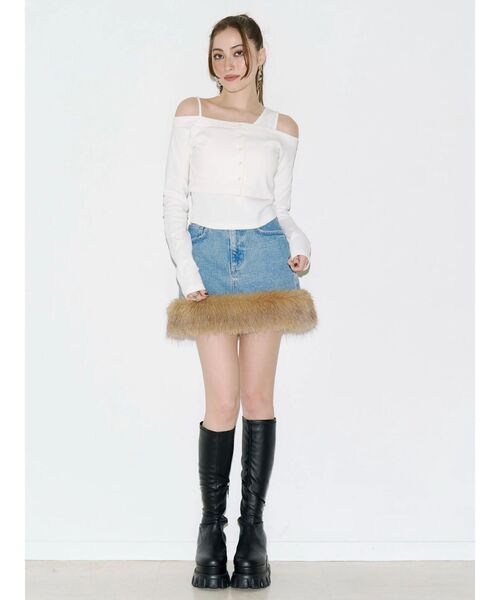 EVRIS(エヴリス)の「フェイクレイヤードピグメントトップス(Tシャツ/カットソー・レディース・ホワイト/ブラック/ピンク・FREE)」の9枚目の写真