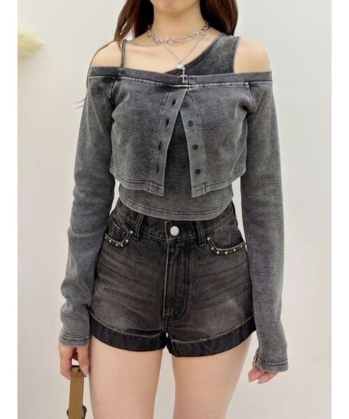 EVRIS(エヴリス)の「フェイクレイヤードピグメントトップス(Tシャツ/カットソー・レディース・ホワイト/ブラック/ピンク・FREE)」の22枚目の写真