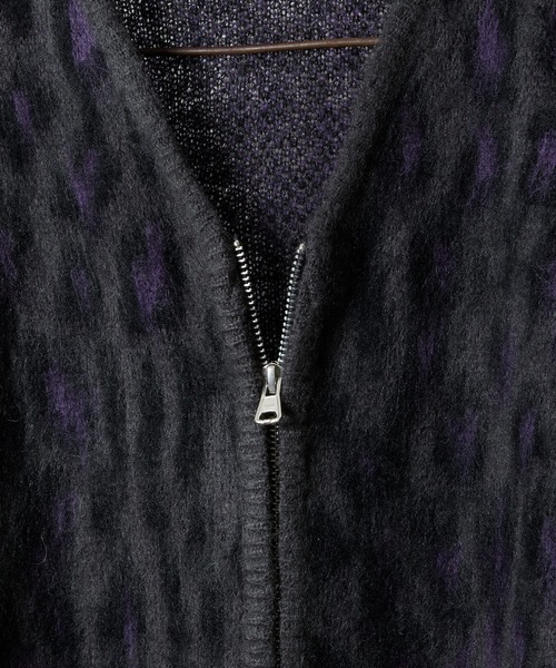 NUMBER (N)INE(ナンバーナイン)の「MOHAIR MIX KNIT LEOPARD JACQUARD ZIP-UP CARDIGAN / ウールモヘヤ ミックス ニット レオパード ジャガード ジップアップ カーディガン(カーディガン/ボレロ・メンズ・パープル/チャコール/マスタード・2/3/4)」の8枚目の写真
