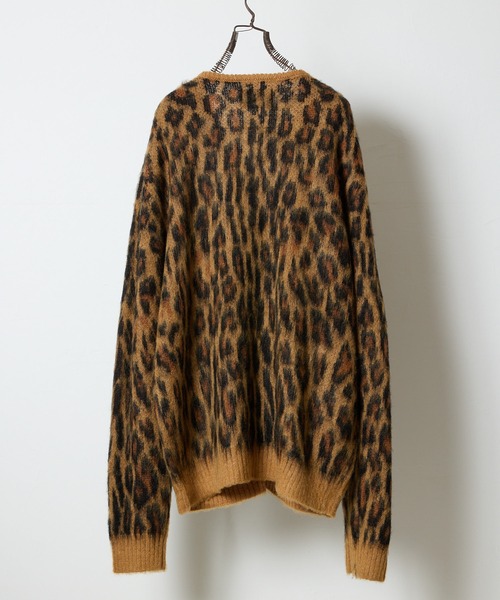 MOHAIR MIX KNIT LEOPARD JACQUARD ZIP-UP CARDIGAN / ウールモヘヤ