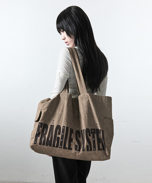41PRAY(サイルプレイ)の「FRAGILE SYSTEM トートバッグ / モカ(エコバッグ/サブバッグ・レディース・その他・FREE)」の3枚目の写真