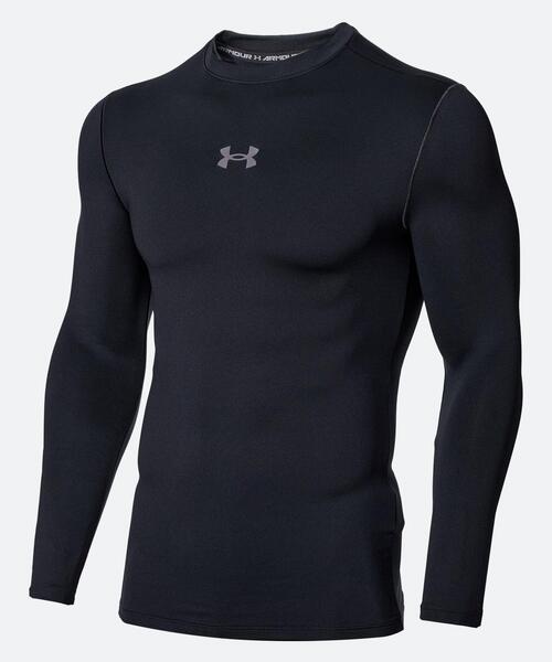 UNDER ARMOUR(アンダーアーマー)の「UAコールドギアアーマー フィッティド クルー(トレーニング/メンズ)(Tシャツ/カットソー・メンズ・ブラック・XL/S/M)」の1枚目の写真