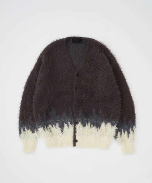 ADAM PATEK（アダムパテック）の「【ADAMPATEK/アダムパテック】 rough distortedchevron cardigan グラデーションボーダーシャギーカーデ（カーディガン/ボレロ・レディース・グレー/グリーン/イエロー・1）」の3枚目の写真