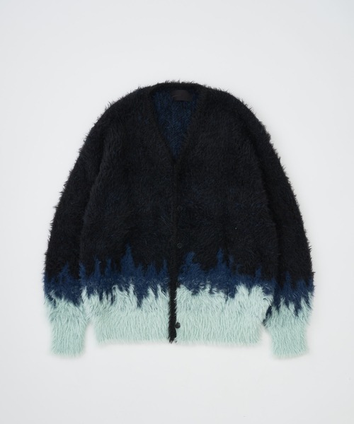ADAM PATEK（アダムパテック）の「【ADAMPATEK/アダムパテック】 rough distortedchevron cardigan グラデーションボーダーシャギーカーデ（カーディガン/ボレロ・レディース・グレー/グリーン/イエロー・1）」の8枚目の写真