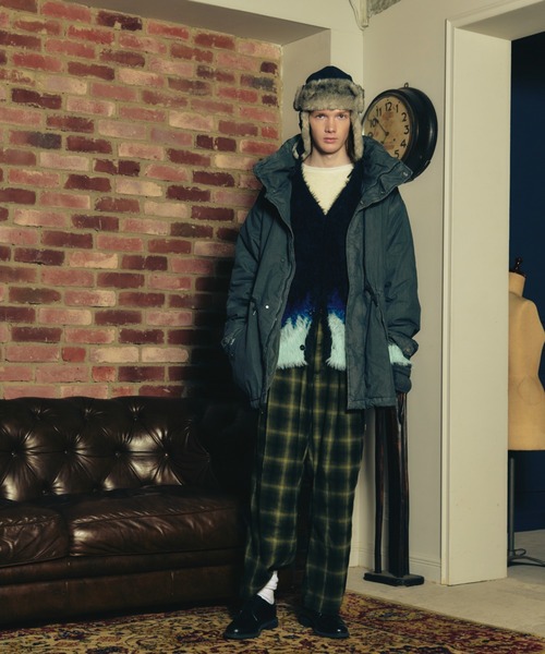 ADAM PATEK（アダムパテック）の「【ADAMPATEK/アダムパテック】 rough distortedchevron cardigan グラデーションボーダーシャギーカーデ（カーディガン/ボレロ・レディース・グレー/グリーン/イエロー・1）」の5枚目の写真