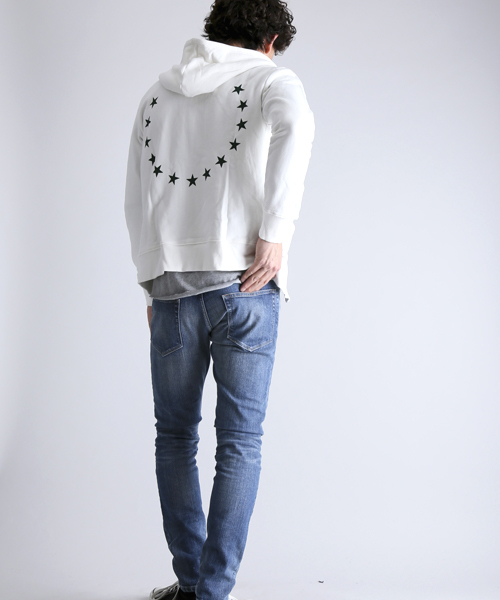 Denime（ドゥニーム）の「SWT ZIP PK -STAR-/スウェットジップパーカー（パーカー・メンズ・ホワイト/グレー/ネイビー・LARGE/X-LARGE/MEDIUM/SMALL）」の15枚目の写真