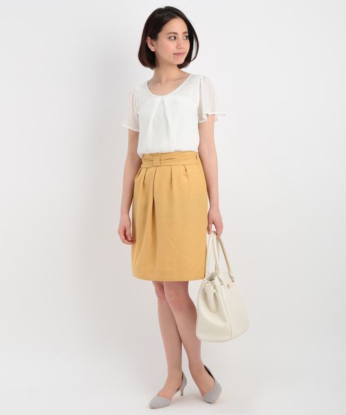 ROPE' PICNIC（ロペピクニック）の「パール付きフレアシフォンコンビ（シャツ/ブラウス・レディース・サンドベージュ/ベージュ/ネイビー/ブラック・38）」の10枚目の写真
