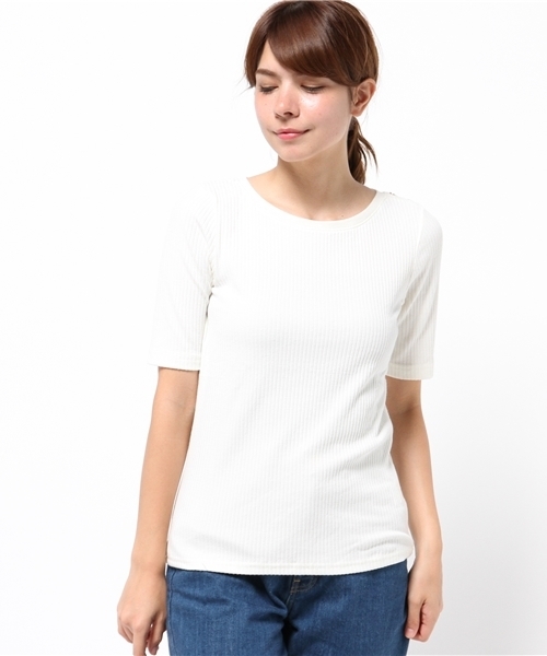 NATURAL BEAUTY BASIC（ナチュラルビューティーベーシック）の「トタンテレコプルオーバー（Tシャツ/カットソー・レディース・グレー/ネイビー/ホワイト系その他/オフホワイト・MEDIUM）」の3枚目の写真