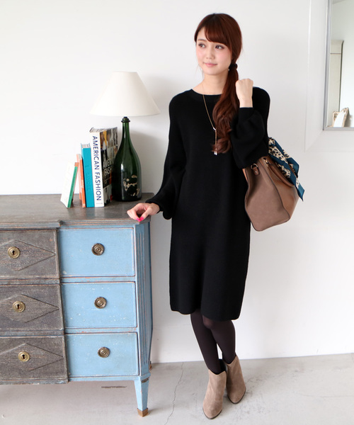 N.（N. Natural Beauty Basic）（エヌエヌナチュラルビューティーベーシック）の「ウールベーシックニットワンピース（ワンピース・レディース・グレー/ブルー/ベージュ/ブラック/ボルドー・MEDIUM）」の2枚目の写真