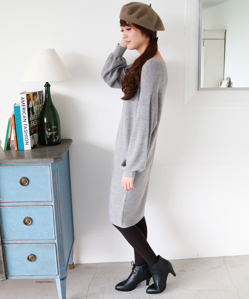 N.（N. Natural Beauty Basic）（エヌエヌナチュラルビューティーベーシック）の「ウールベーシックニットワンピース（ワンピース・レディース・グレー/ブルー/ベージュ/ブラック/ボルドー・MEDIUM）」の20枚目の写真