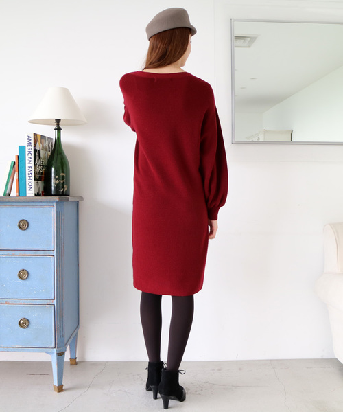 N.（N. Natural Beauty Basic）（エヌエヌナチュラルビューティーベーシック）の「ウールベーシックニットワンピース（ワンピース・レディース・グレー/ブルー/ベージュ/ブラック/ボルドー・MEDIUM）」の9枚目の写真