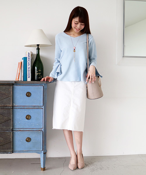 N.（N. Natural Beauty Basic）（エヌエヌナチュラルビューティーベーシック）の「【Ray　4月号掲載】ミディアムウエイトデニムスカート（デニムスカート・レディース・ホワイト/ブルー・MEDIUM/SMALL）」の18枚目の写真