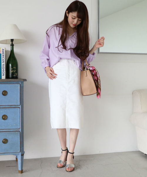N.（N. Natural Beauty Basic）（エヌエヌナチュラルビューティーベーシック）の「【Ray　4月号掲載】ミディアムウエイトデニムスカート（デニムスカート・レディース・ホワイト/ブルー・MEDIUM/SMALL）」の21枚目の写真
