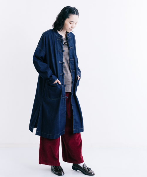 MERLOT（メルロー）の「チャイナボタンデニムロングコート2228