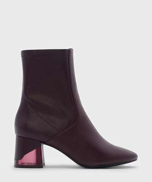 CHARLES & KEITH（チャールズ & キース）の「ルーサイトヒールカフブーツ / LUCITE HEEL CALF BOOTS（ブーツ・レディース・ブラック/グレー/パープル・22.5cm/23.5cm/23cm/24.5cm/25cm）」の3枚目の写真