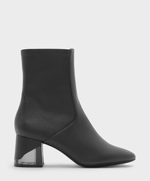ルーサイトヒールカフブーツ / LUCITE HEEL CALF BOOTS