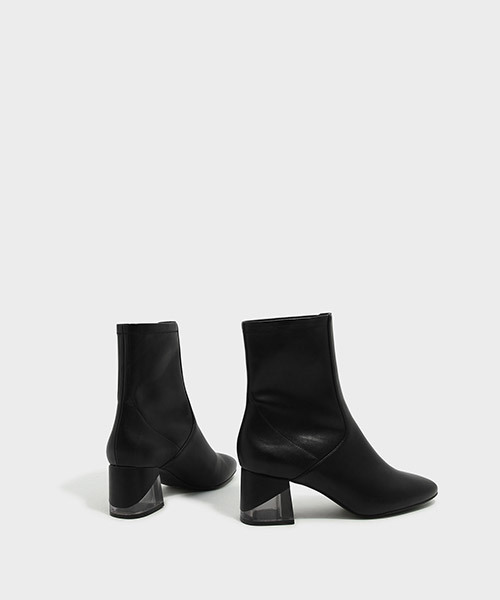 CHARLES & KEITH（チャールズ & キース）の「ルーサイトヒールカフブーツ / LUCITE HEEL CALF BOOTS（ブーツ・レディース・ブラック/グレー/パープル・22.5cm/23.5cm/23cm/24.5cm/25cm）」の8枚目の写真