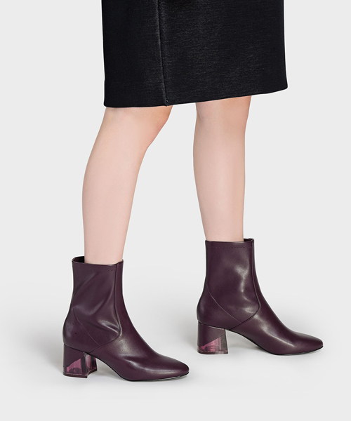 CHARLES & KEITH（チャールズ & キース）の「ルーサイトヒールカフブーツ / LUCITE HEEL CALF BOOTS（ブーツ・レディース・ブラック/グレー/パープル・22.5cm/23.5cm/23cm/24.5cm/25cm）」の11枚目の写真