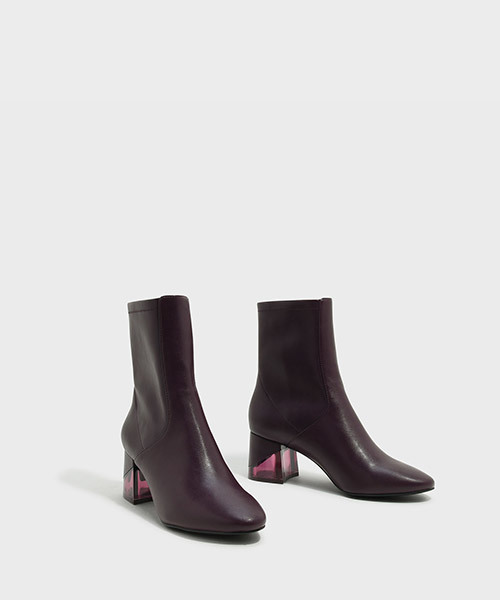 CHARLES & KEITH（チャールズ & キース）の「ルーサイトヒールカフブーツ / LUCITE HEEL CALF BOOTS（ブーツ・レディース・ブラック/グレー/パープル・22.5cm/23.5cm/23cm/24.5cm/25cm）」の16枚目の写真