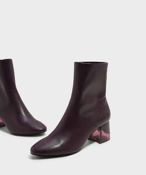 CHARLES & KEITH（チャールズ & キース）の「ルーサイトヒールカフブーツ / LUCITE HEEL CALF BOOTS（ブーツ・レディース・ブラック/グレー/パープル・22.5cm/23.5cm/23cm/24.5cm/25cm）」の18枚目の写真