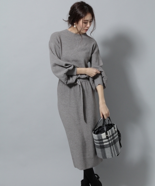 Andemiu（アンデミュウ）の「【ブラウンWEB限定】ベルトツキボトルネックワンピース（ワンピース・レディース・ブラック/グレー/その他/ピンク・FREE）」の3枚目の写真