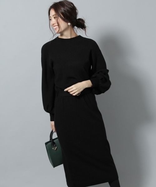 Andemiu（アンデミュウ）の「【ブラウンWEB限定】ベルトツキボトルネックワンピース（ワンピース・レディース・ブラック/グレー/その他/ピンク・FREE）」の2枚目の写真